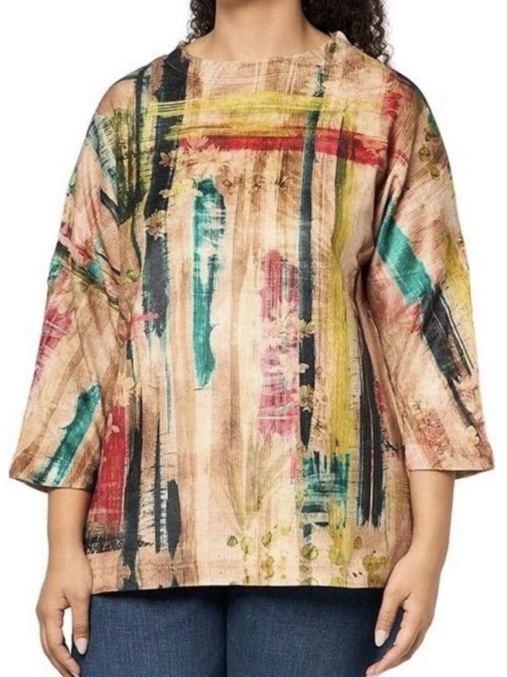 Ali Miles Multicolor Abstract Brushstroke Tunic 2X